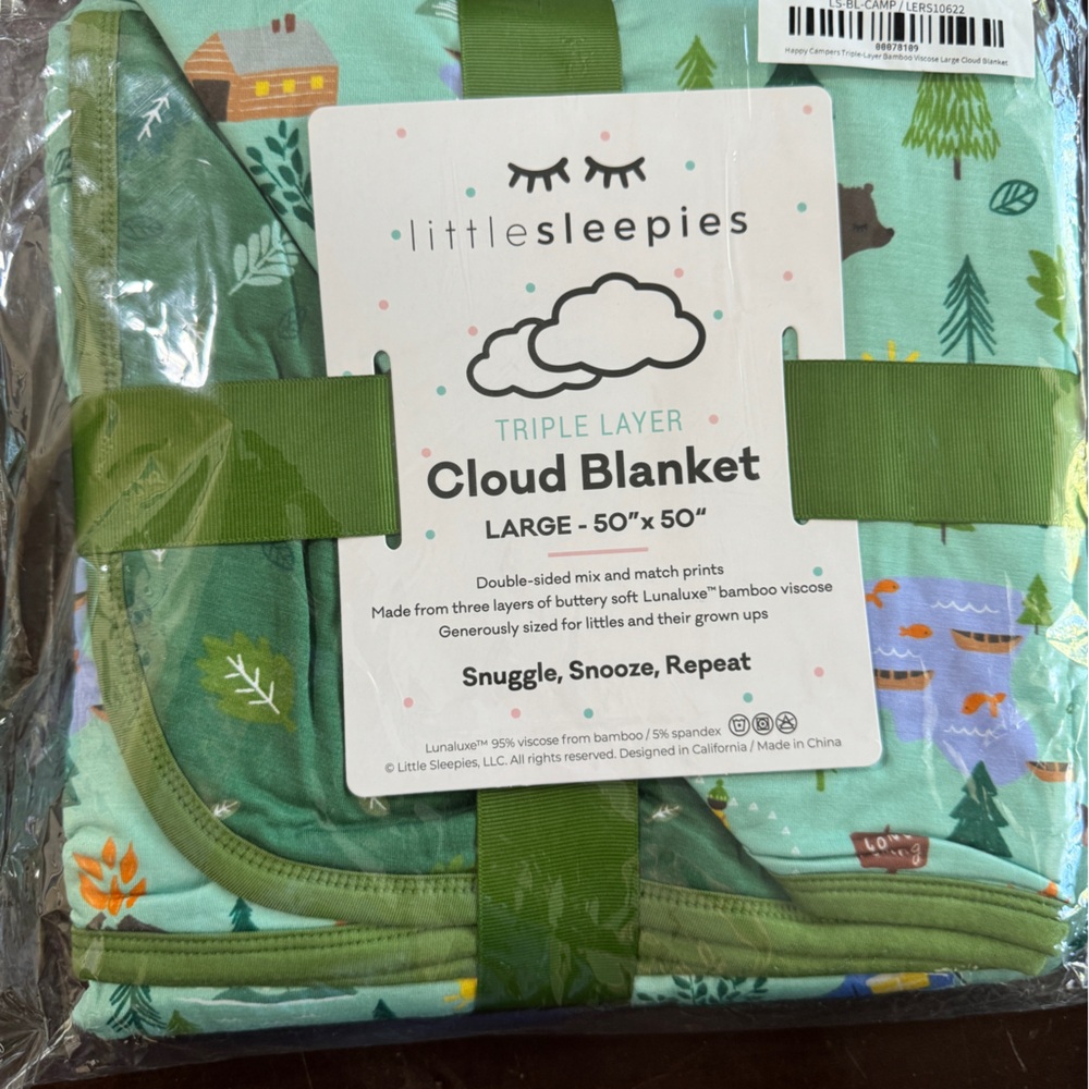 Little Sleepies Cloud Blanket - Happy Campers print